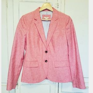 J.Crew Tweed Pink Coral Linen button blazer jacket